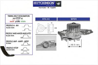 Водяной насос + комплект зубчатого ремня HUTCHINSON купить