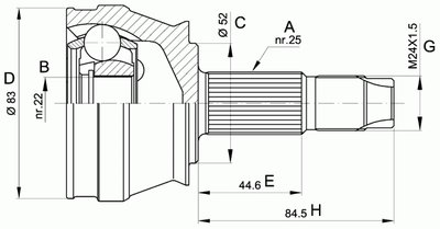 Шарнирный комплект, приводной вал SPIN OPEN PARTS купить