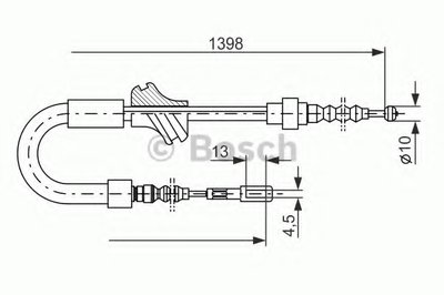 Трос ручника (задний) (L) Audi 80/90 86-91 (1398mm)