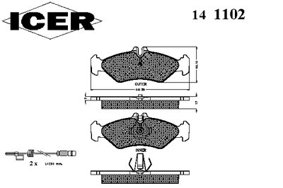 Колодки тормозные (задние) MB Sprinter (901,902) 208-216 95-06 (малая/+датчики)
