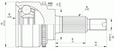 Шарнирный комплект, приводной вал SPIN OPEN PARTS купить