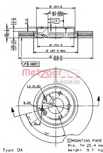 Тормозной диск HIGH CARBON / AP METZGER купить