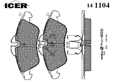 Колодки тормозные (передние) MB Sprinter (901-904) 208-416 95-06/Vito (W638) 96-03 (датчики L=210mm)