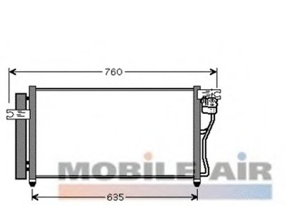 Радиатор кондиционера (с осушителем) Hyundai Accent 1.4/1.6 05-