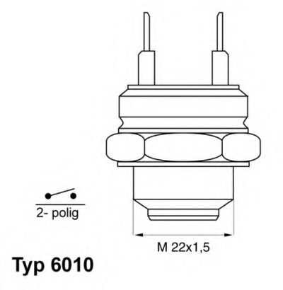 Датчик включения вентилятора VW Caddy II 1.6 96-00 (2 конт.) (95-90°C)
