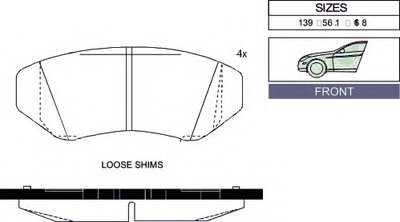 Комплект тормозных колодок, дисковый тормоз Front brake pads for SUBARU/TOYOTA GOODWILL купить