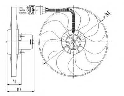 Вентилятор радиатора (электрический) Skoda Fabia/Octavia/VW Polo 1.0-1.6 16V/Golf IV 1.9 TDI 94-07