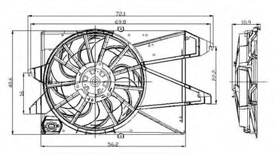 Вентилятор радиатора Ford Mondeo III 1.8/2.0 00-07 (с диффузором)