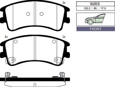 Комплект тормозных колодок, дисковый тормоз Front brake pads for MAZDA 6 GOODWILL купить