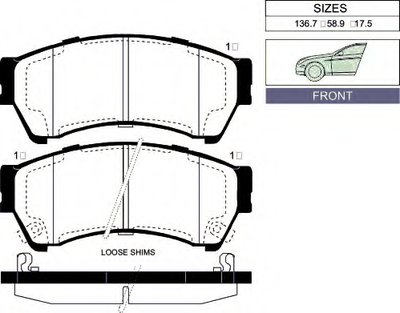 Комплект тормозных колодок, дисковый тормоз Front brake pads for MAZDA 6 GOODWILL купить