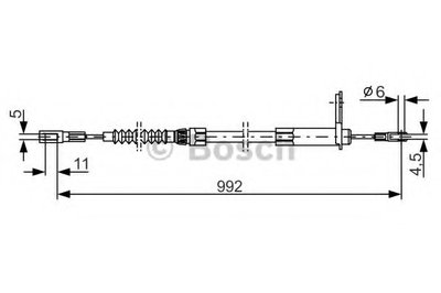 Трос ручника (задний) (L) MB S-class (W220) 98-05 (992/814mm)