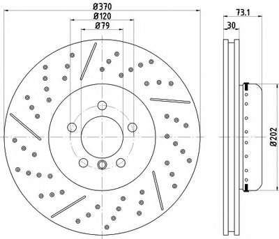 Диск тормозной (передний) BMW 3 (F30/F80)/4 (F32/F82) 11- (370x30) (с прорезом) (вент.) PRO+