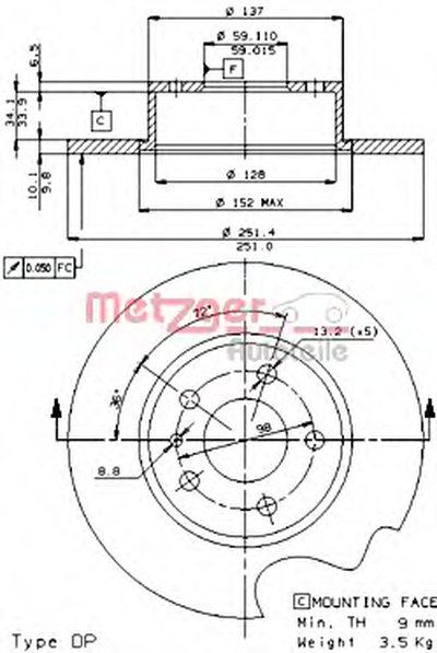 Тормозной диск AP METZGER купить