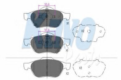 Комплект тормозных колодок, дисковый тормоз KAVO PARTS купить