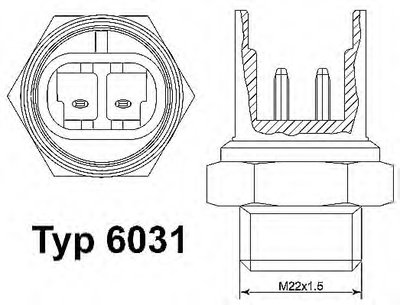 Датчик включения вентилятора Opel Combo 1.4/1.7D (2 конт.) (100-95°C)