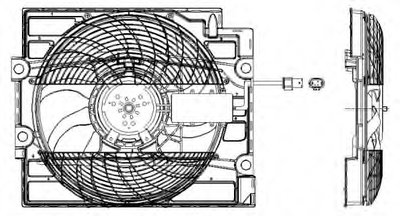 Вентилятор охлаждения двигателя BMW 5 (E39) 2.0-4.9 95-04 M51/M52/M54/M62/S62 (с диффузором)