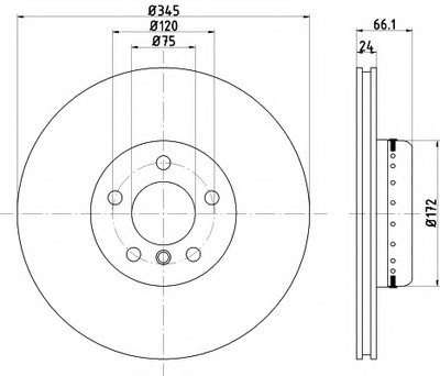 Диск тормозной (задний) BMW 1 (F20/F21)/3 (F30/F31)/4 (F32/F36) 11- (345x24) B37/N13/N47/N55 PRO+