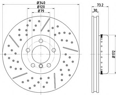 Диск тормозной (передний) BMW 1 (F20/F21)/3 (F30/F80) (340x30) 11- PRO+
