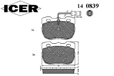 Колодки тормозные (передние) Land Rover Discovery/Range Rover/Defender 88-98 (+датчик)