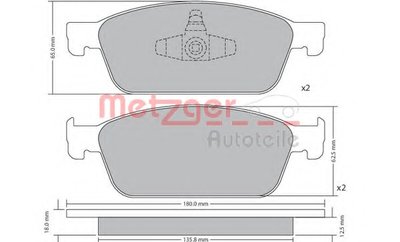 Комплект тормозных колодок, дисковый тормоз METZGER купить