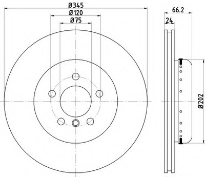 Диск тормозной (задний) BMW 3 (F30/F80/F34)/4 (F36/F33/F83) 11- (345x24) PRO+