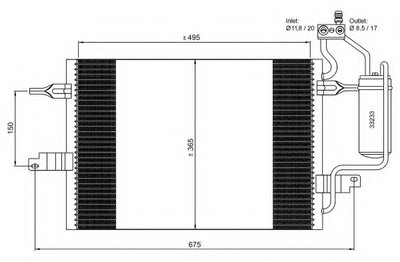 Радиатор кондиционера (с осушителем) Opel Meriva A 1.4-1.8 03-10