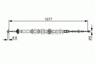 Трос ручника (задний) (L) Citroen Nemo/Peugeot Bipper 08- (1677/1402mm)