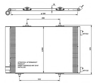 Радиатор кондиционера Citroen C2/C3/Peugeot 206/207 1.1-1.6D 02-
