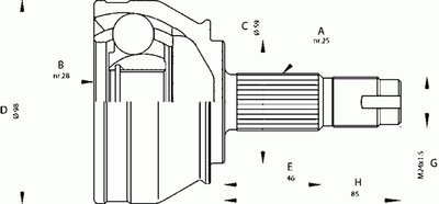 Шарнирный комплект, приводной вал SPIN OPEN PARTS купить