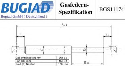 Газовая пружина, заднее стекло BUGIAD купить