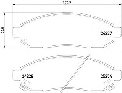 Колодки тормозные (передние) Nissan Leaf 10-14/Navara/Pathfinder 04- (Tokico) (163.7x53.8x15.4)