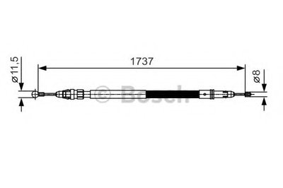 Трос ручника (задний) Citroen Jumpy/Fiat Scudo/Peugeot Expert ll (1737/1591mm) 1.6D/2.0/2.0D 07-