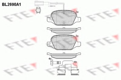 Комплект тормозных колодок, дисковый тормоз FTE купить