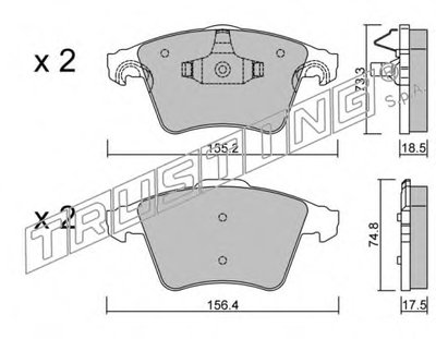 Комплект тормозных колодок, дисковый тормоз TRUSTING купить