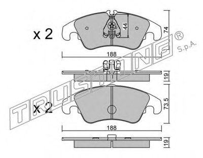 Комплект тормозных колодок, дисковый тормоз TRUSTING купить