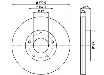 Диск тормозной (передний) Mazda 3/5 05- (278x25) PRO