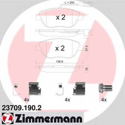 Комплект тормозных колодок, дисковый тормоз ZIMMERMANN купить