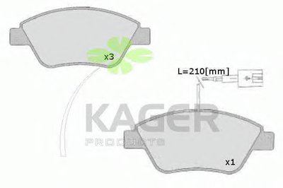 Комплект тормозных колодок, дисковый тормоз KAGER купить