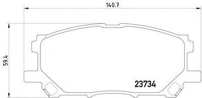 Колодки тормозные (передние) Lexus RX 03- (Akebono) (140.8x59.3)