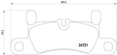Колодки тормозные (задние) Porsche Cayenne 10- (187.5x76x17.4) (Brembo)