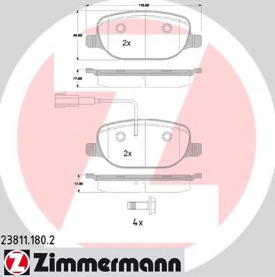 Комплект тормозных колодок, дисковый тормоз ZIMMERMANN купить