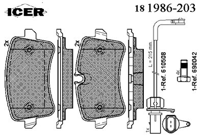 Колодки тормозные (задние) Audi A4/A5/A6/A7 10-/Porsche Macan 14- (+датчик L=215mm)