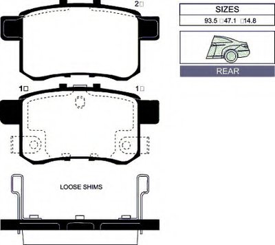 Комплект тормозных колодок, дисковый тормоз Rear brake pads for HONDA ACCORD V/VIII GOODWILL купить