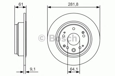 Диск тормозной (задний) Honda Accord VII 03-08 (281.8x9.1)