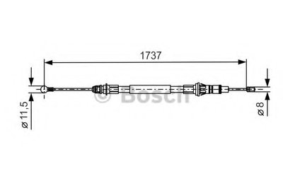 Трос ручника (задний) Renault Master 98- (1737/1439mm) (суппорт)