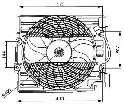 Вентилятор радиатора (электрический) BMW 5 (E39) 2.0i-4.0i/2.5TD 95-04 (с диффузором)