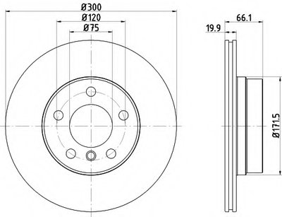 Диск тормозной (задний) BMW 1 (F20/F21)/ 3 (F30/F31)/ 4 (F32/F36) 11- (300x19.9) PRO