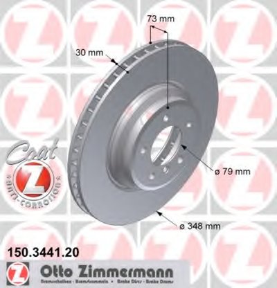 Диск тормозной (передний) BMW 3 (E90-E92)/ X1 (E84) 2.0-3.0 04-15 (348x30) (с покр.)