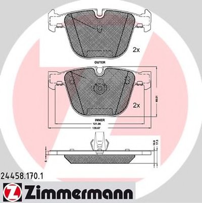 Комплект тормозных колодок, дисковый тормоз ZIMMERMANN купить