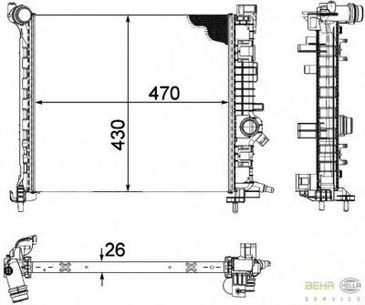 Радиатор, охлаждение двигателя BEHR HELLA SERVICE HELLA купить
